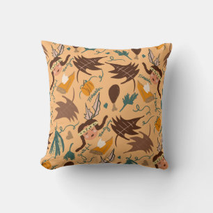 Cute Thanksgiving Pilgrim Fall Greenery Doodles Cushion