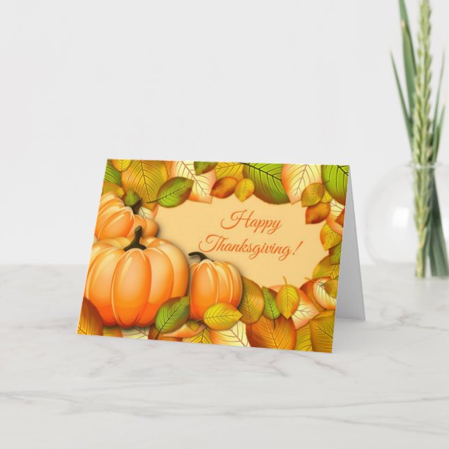 Cute Thanksgiving Pumpkin Holiday Card (Front)