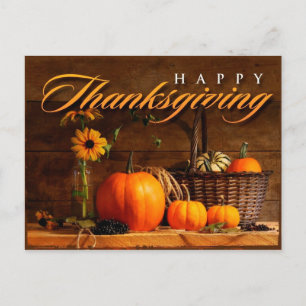 Cute Thanksgiving Pumpkin Holiday Postcard
