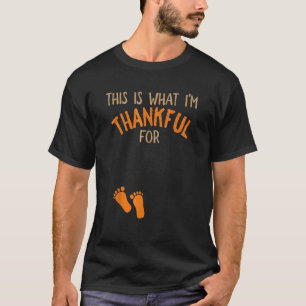 Cute Thanksgiving Thankful Pregnancy Announcement T-Shirt