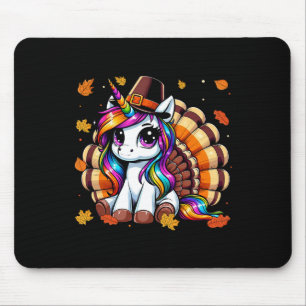 Cute Thanksgiving Toddler Turkey Unicorn Girls Kid Mouse Pad