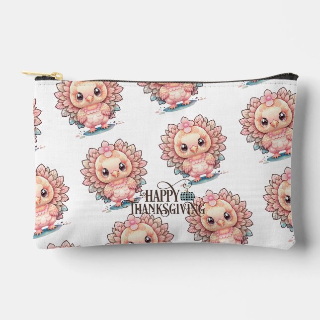 Cute Thanksgiving Turkey Accessory Pouch (Front)