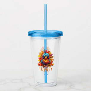 Cute Thanksgiving Turkey Acrylic Tumbler