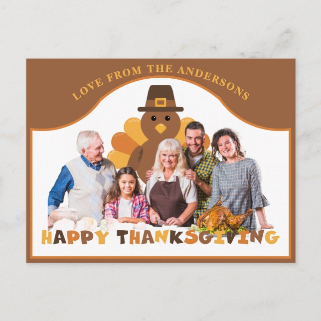 Cute Thanksgiving turkey backdrop group photo Postcard (Front)