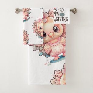Cute Thanksgiving Turkey Bath Towel Set