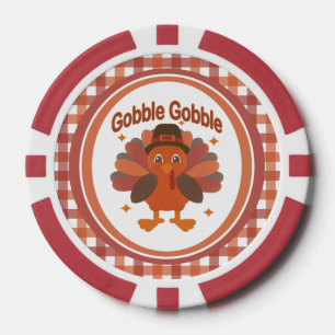 Cute Thanksgiving Turkey Cartoon – “Gobble Gobble” Poker Chips