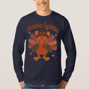 Cute Thanksgiving Turkey Cartoon – “Gobble Gobble” T-Shirt