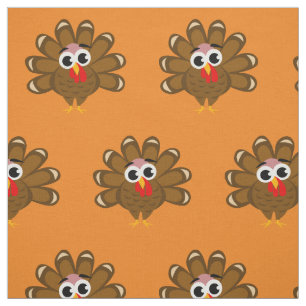 Cute Thanksgiving turkey cartoon pattern fabric