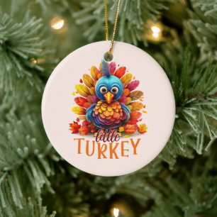 Cute Thanksgiving Turkey Ceramic Ornament