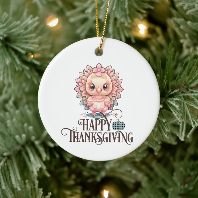 Cute Thanksgiving Turkey Ceramic Ornament (Tree)