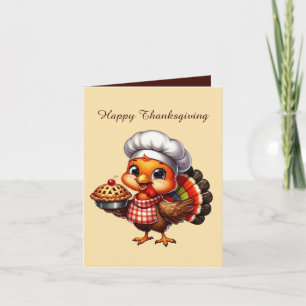 Cute Thanksgiving turkey customisable Holiday Card