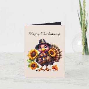 Cute Thanksgiving turkey customisable Holiday Card