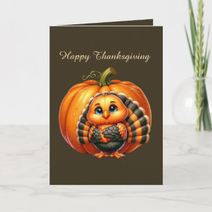 Cute Thanksgiving turkey customisable Holiday Card