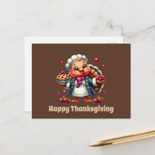Cute Thanksgiving turkey customisable Holiday Postcard