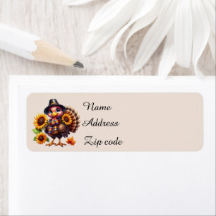 Cute Thanksgiving turkey customisable Return Address Label