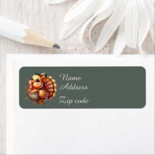 Cute Thanksgiving turkey customisable Return Address Label