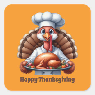 Cute Thanksgiving turkey customizable  Square Sticker