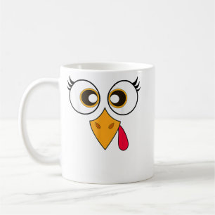 Cute Thanksgiving Turkey Face Shirt Women Girls Tu Coffee Mug