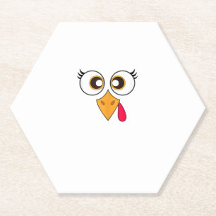 Cute Thanksgiving Turkey Face Shirt Women Girls Tu Paper Coaster