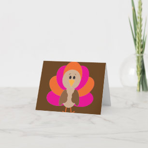 Cute Thanksgiving Turkey Fall Autumn Harvest Holiday Card