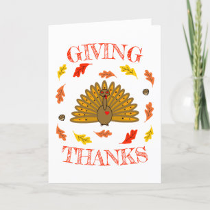 Cute ThanksGiving Turkey Fall Leaves Acorns Holiday Card