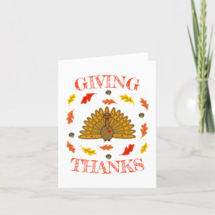 Cute ThanksGiving Turkey Fall Leaves Acorns Thank You Card