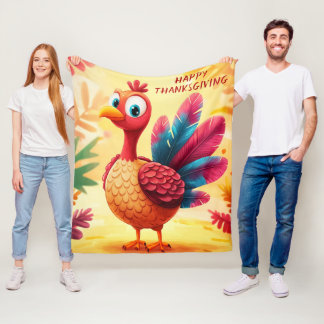 Cute Thanksgiving Turkey Fleece Blanket