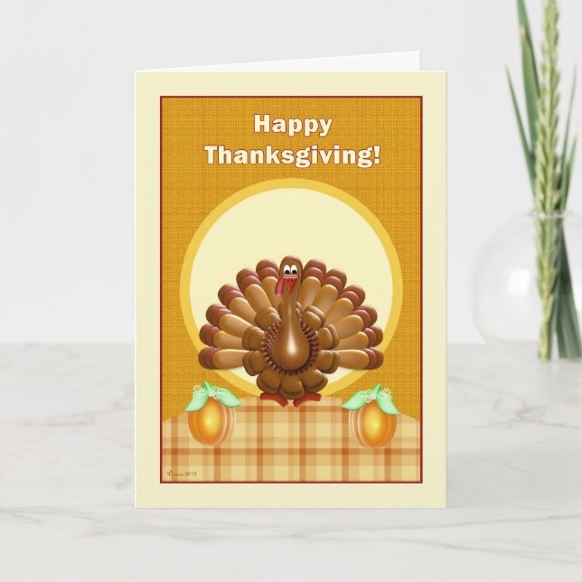 Cute Thanksgiving Turkey Greeting Card (Front)