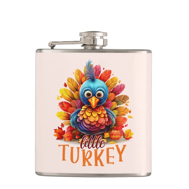 Cute Thanksgiving Turkey Hip Flask (Front)