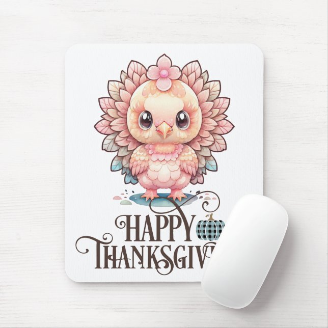 Cute Thanksgiving Turkey Mouse Pad (With Mouse)
