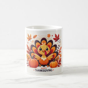 Cute Thanksgiving Turkey Mug   Kawaii Autumn