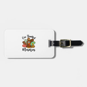 Cute Thanksgiving Turkey Plaid Sunflower Thankful  Luggage Tag