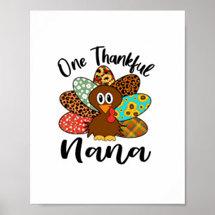 Cute Thanksgiving Turkey Plaid Sunflower Thankful Poster