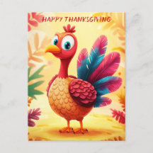 Cute Thanksgiving Turkey Postcard
