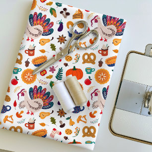 Cute Thanksgiving Turkey Pumpkin Fall Harvest Pat Fabric