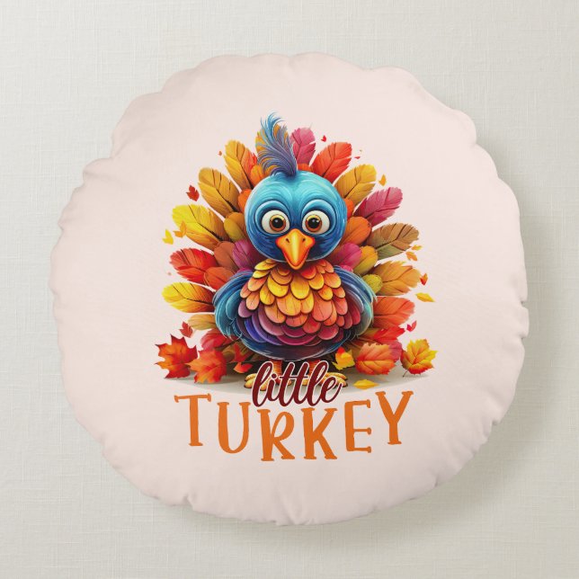 Cute Thanksgiving Turkey Round Cushion (Front)