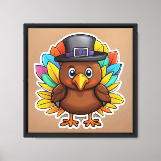 Cute Thanksgiving Turkey Stretched Canvas Print