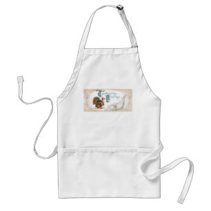 Cute Thanksgiving Turkey with Fall Leaves Standard Apron