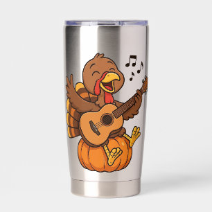 Cute Thanksgiving turkey with guitar Insulated Tumbler