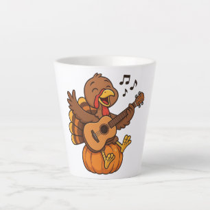 Cute Thanksgiving turkey with guitar Latte Mug