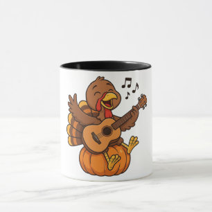 Cute Thanksgiving turkey with guitar Mug
