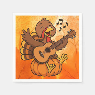 Cute Thanksgiving turkey with guitar Napkin