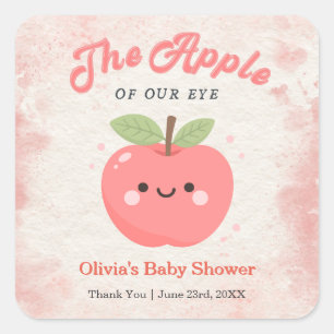 Cute The Apple of Our Eye Baby Shower Square Sticker