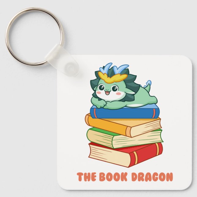 Cute "The Book Dragon" Keychain (Front)