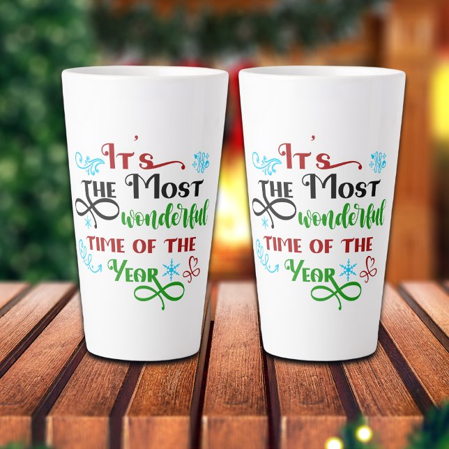 Cute 'The Most Woderful Time' Christmas  Latte Mug (Creator Uploaded)