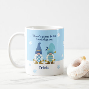 Cute There's Gnome Better Friend Blue Gold White Coffee Mug