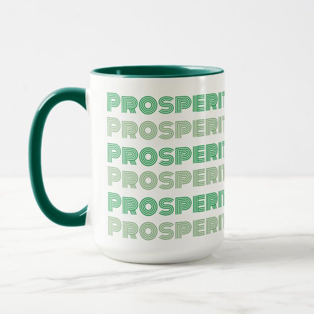 Cute Think Rich Thoughts Prosperity Green Message Mug (Left)