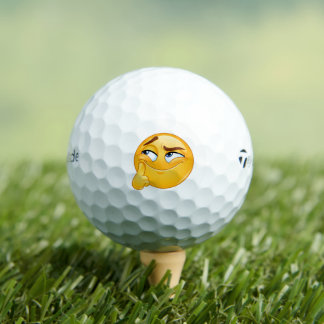 Cute Thinking Emoji Funny Smirking Face Golf Balls