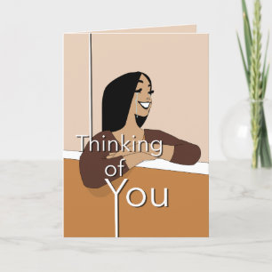 Cute Thinking of You Cartoon  Thank You Card