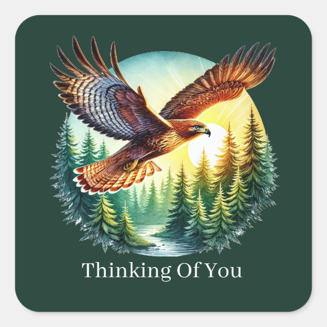cute thinking of you customisable eagle square sticker (Front)